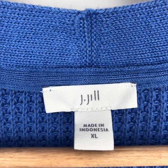 J Jill Womens Longline Cardigan Size XL Cornflower Blue Open Front Button Slits - Picture 4 of 11